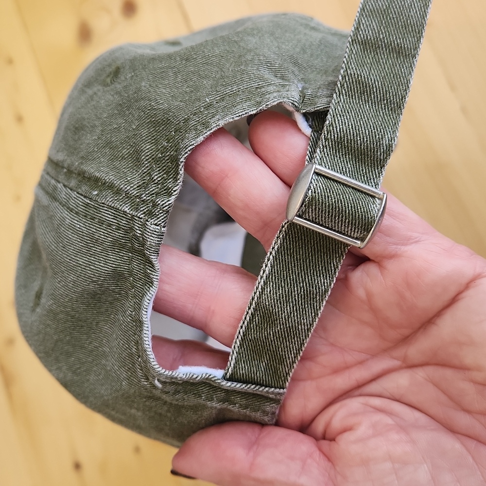 Distressed Olive Green Dry Shampoo Embroidered Baseball Cap - Picture 5 of 9